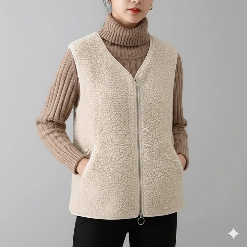 Herlene Women's Plush Shearling Fleece Vest – Lightweight Layer