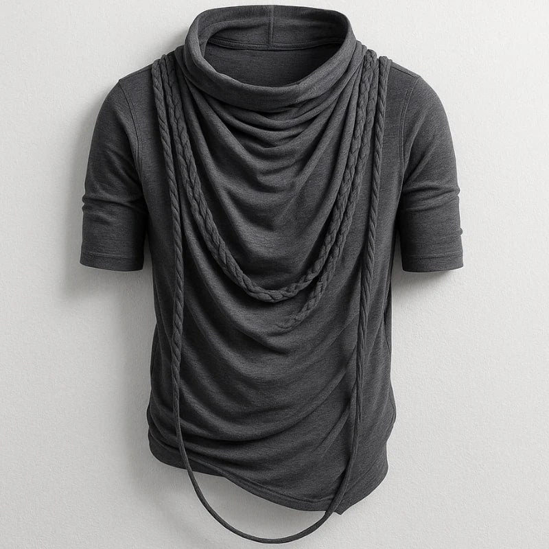 Ameer Men's Hooded Shirt – Stretch-Knit Cotton with Unique Asymmetrical Hem