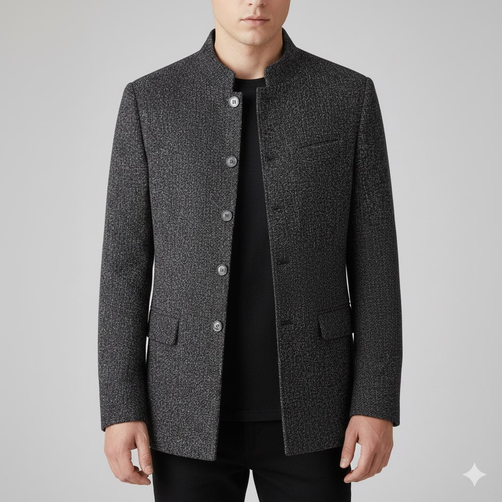 Evander Men's Slim Fit Wool-Blend Stand Collar Lightweight Jacket ...