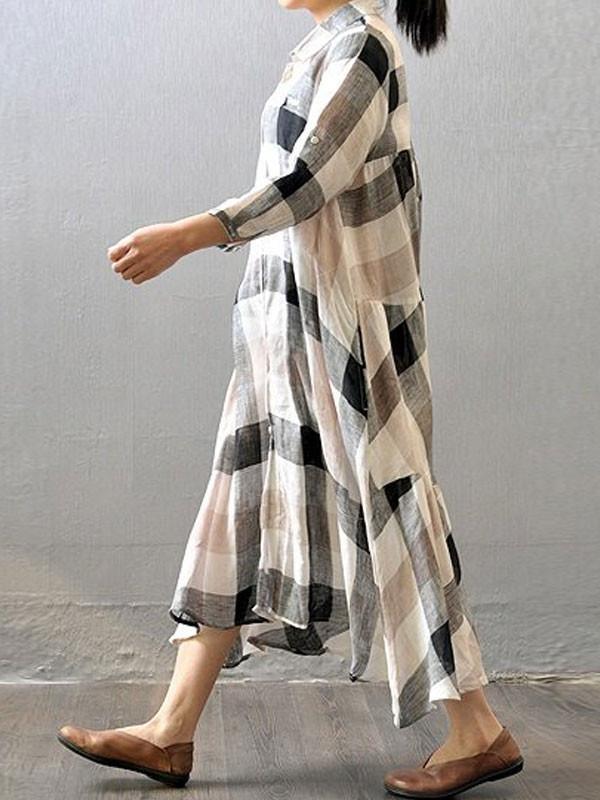 Briana Cotton Linen Shirt Midi Dress – Relaxed Fit Button Down Summer Tunic Dress