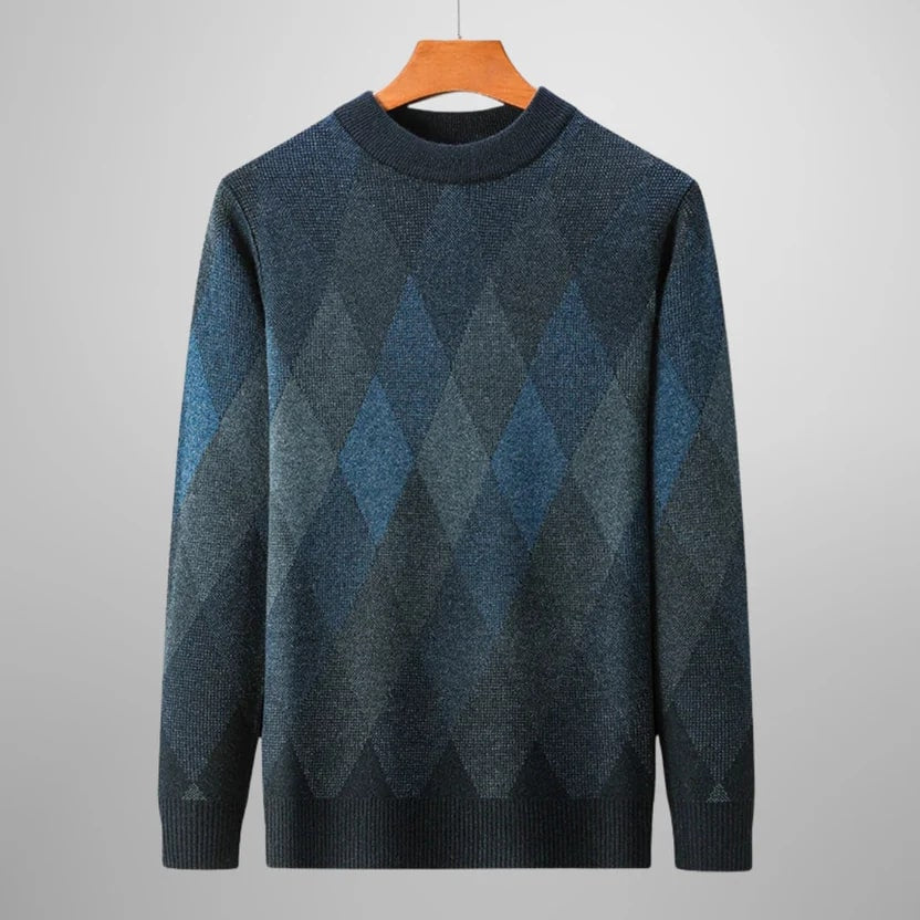 Esteban Men's Argyle Crewneck Pullover – Premium Wool-Blend Knit Sweater