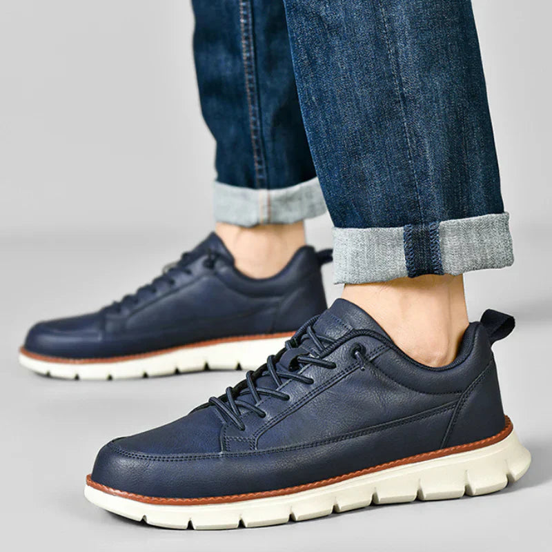 Gavin Men's Leather Sneakers – Enhanced Comfort with Cushioned Support & Flexible Sole