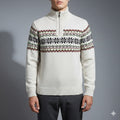Cris Men's Wool-Blend Quarter-Zip Christmas Sweater with Festive Pattern