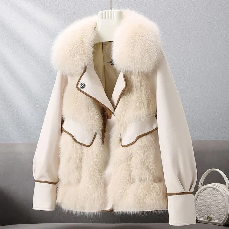 Almana Women's Luxurious Plush Fur Winter Coat with Toggle Closure