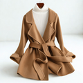 Emilia Women's Wool Blend Coat – Belted Silhouette with Wide Lapel Collar