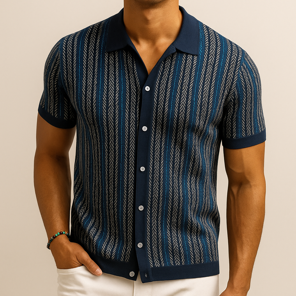 Elias Cotton Herringbone Button Up Shirt – Tailored Everyday Casual Wear