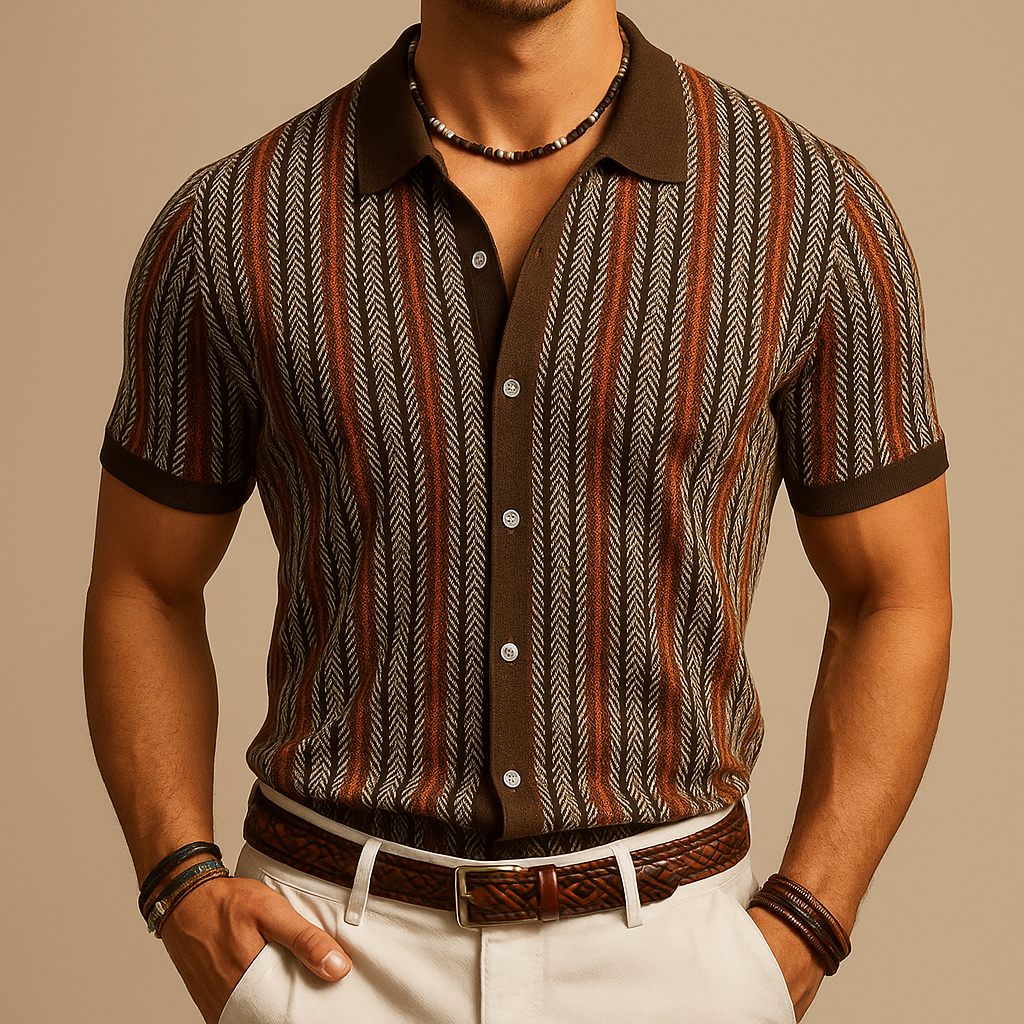 Elias Cotton Herringbone Button Up Shirt – Tailored Everyday Casual Wear