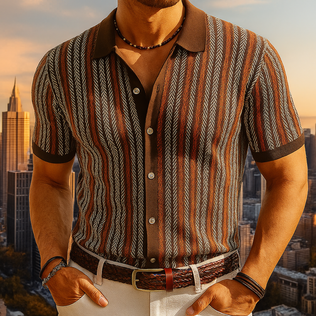 Elias Cotton Herringbone Button Up Shirt – Tailored Everyday Casual Wear