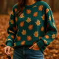 Avery Maplewood Women's Pullover Sweater – Fall Leaf Design