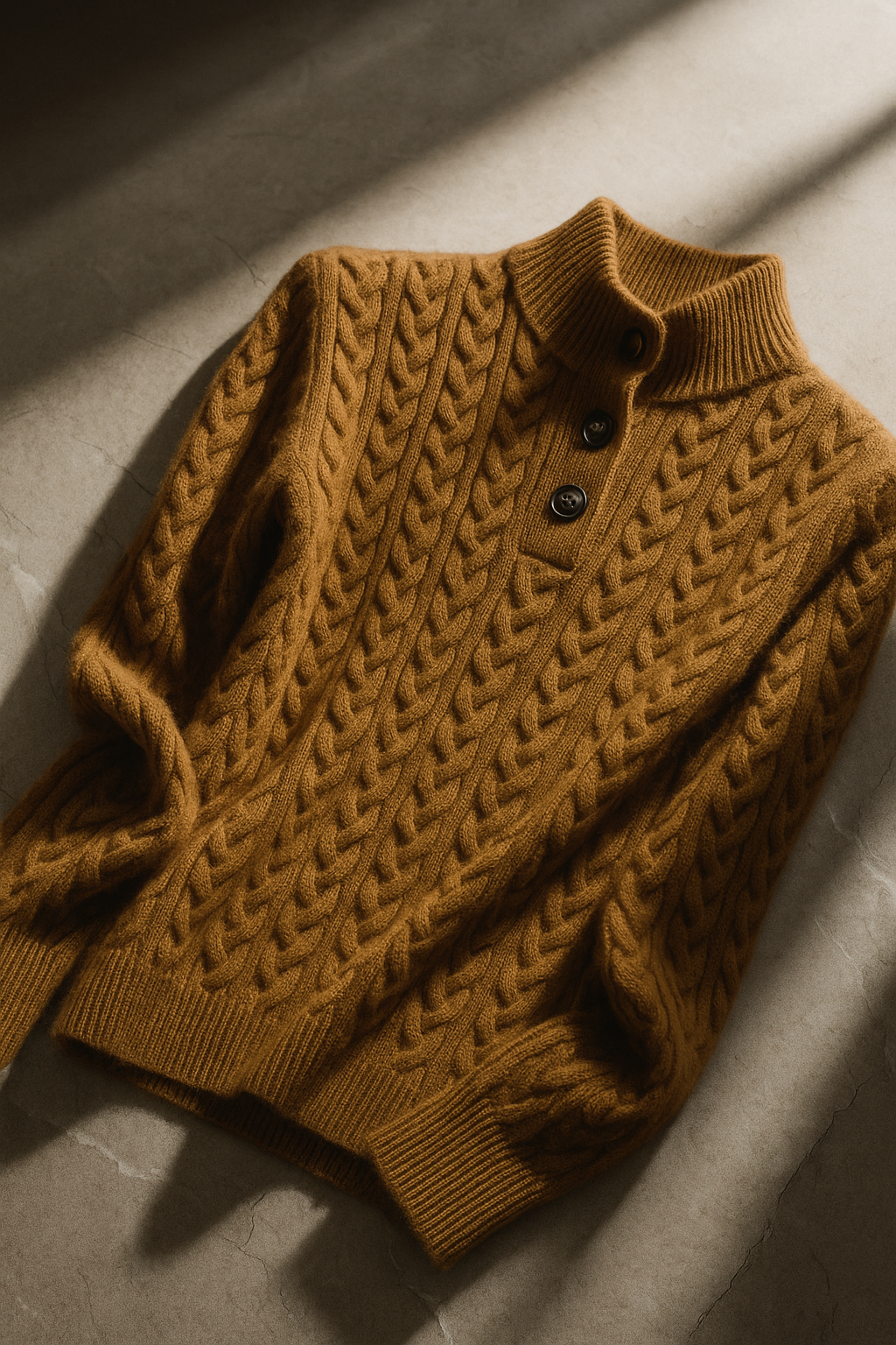 Valeria Wool Blend Henley Sweater – Mock Neck Soft Relaxed Everyday Knitwear