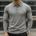 Darian Men's Classic Long Sleeve Merino Wool Polo Sweater