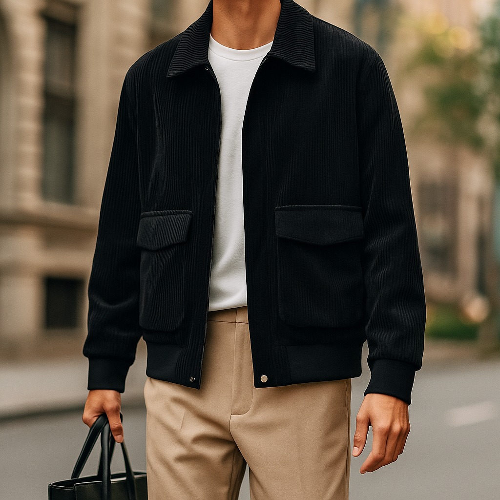 Ephraim Men's Cotton Corduroy Jacket – Tailored Zip-Up Style