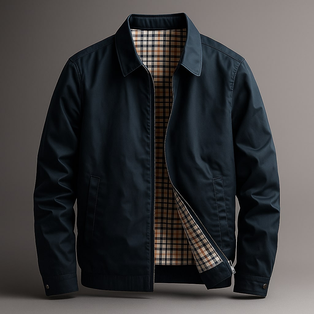 Clarence Men's Cotton Jacket – Tailored Outerwear with Plaid Lining