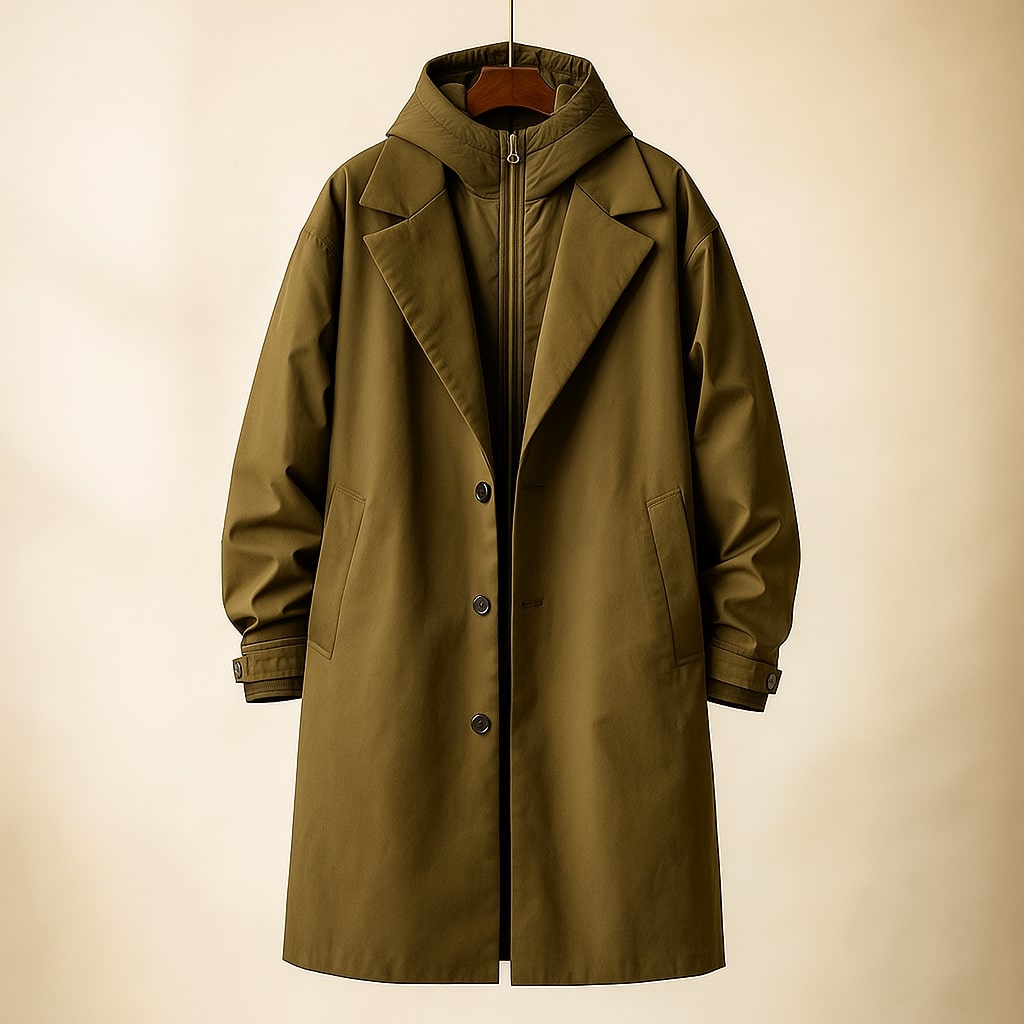 Ephraim Men's Cotton Layered Coat – Precision Tailored with Removable Insert
