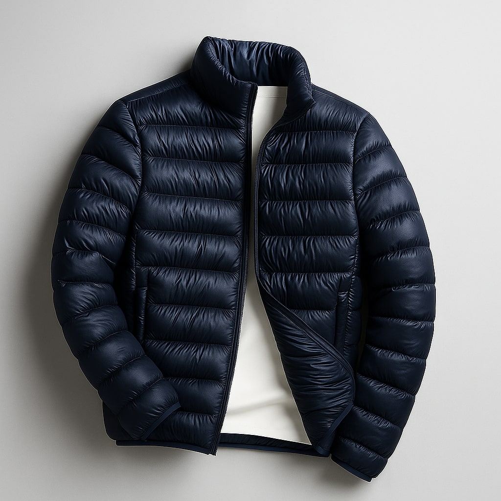 Men's Lightweight Quilted Winter Jacket in Gray – Wind-Resistant Shell for Cold Weather