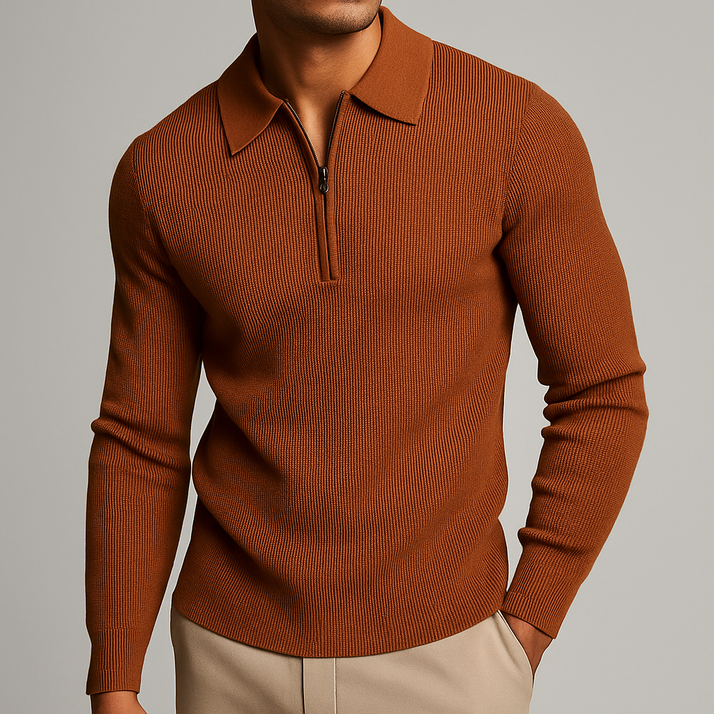 Bradd Men's Tailored Fit Quarter-Zip Pullover – Waffle Knit Design