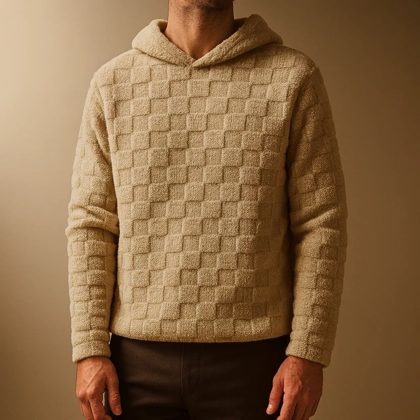 Everett Unisex Oversized Plush Check Fleece Hooded Jacket