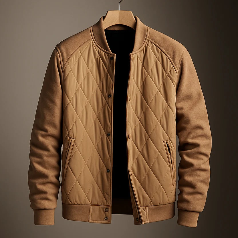 Harrison Men's Insulated Quilted Jacket – Diamond Stitch Cotton Snap Jacket