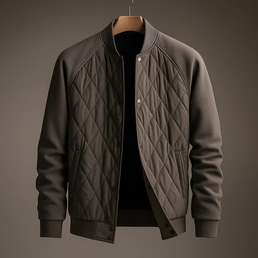 Harrison Men's Insulated Quilted Jacket – Diamond Stitch Cotton Snap Jacket