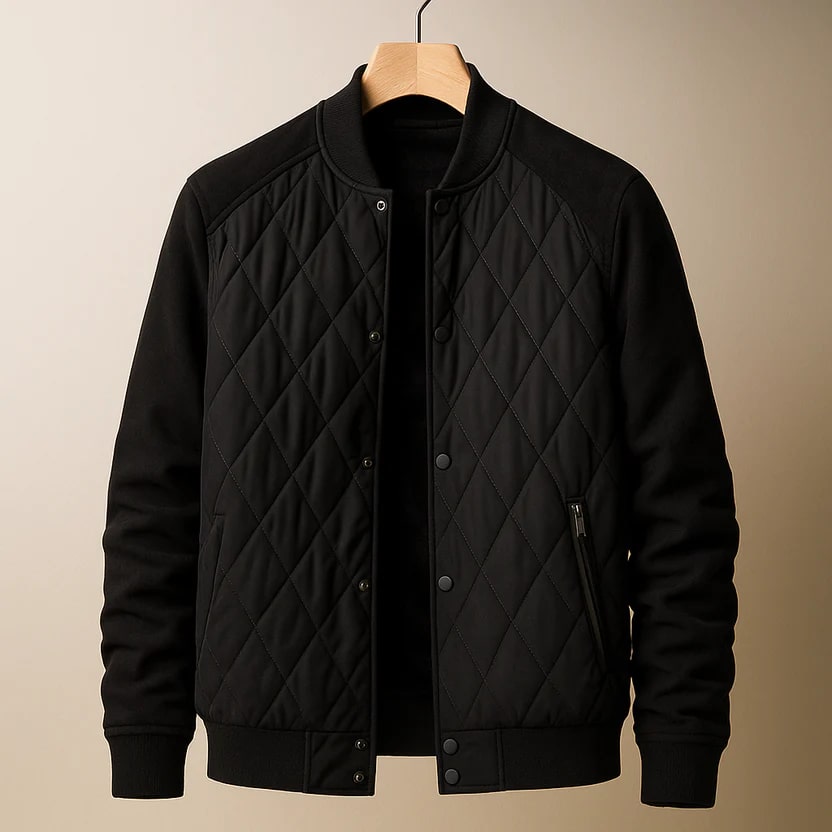 Harrison Men's Insulated Quilted Jacket – Diamond Stitch Cotton Snap Jacket