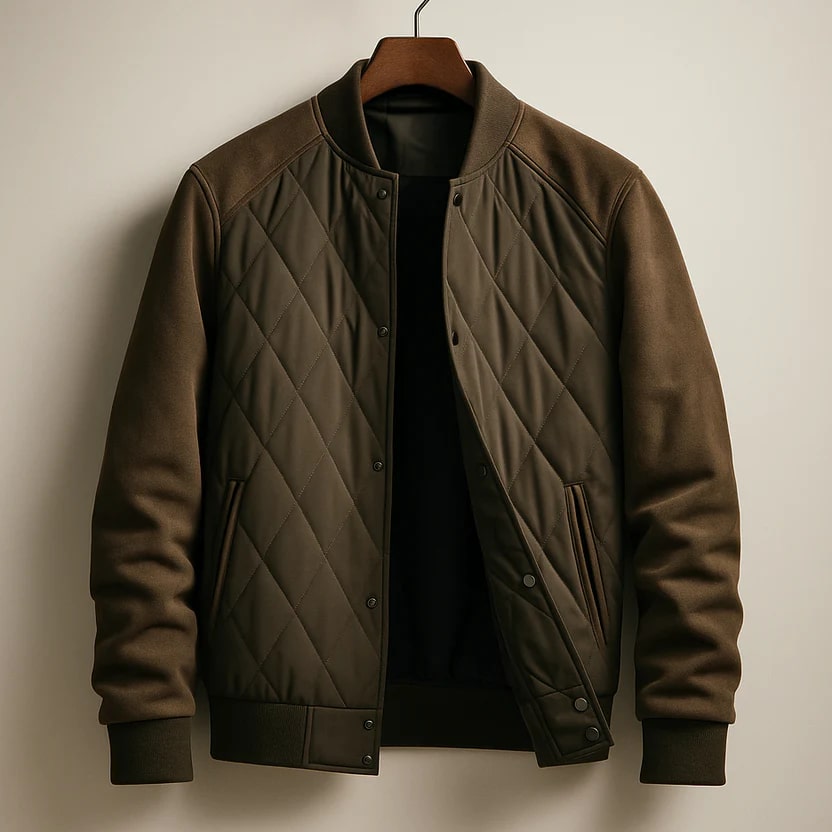 Harrison Men's Insulated Quilted Jacket – Diamond Stitch Cotton Snap Jacket