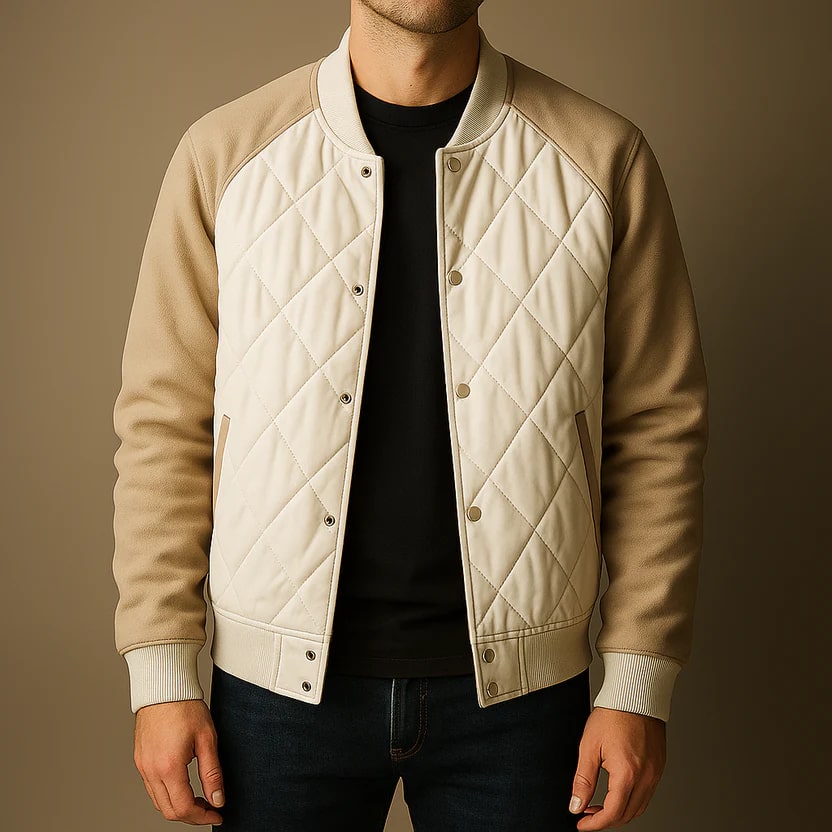 Harrison Men's Insulated Quilted Jacket – Diamond Stitch Cotton Snap Jacket