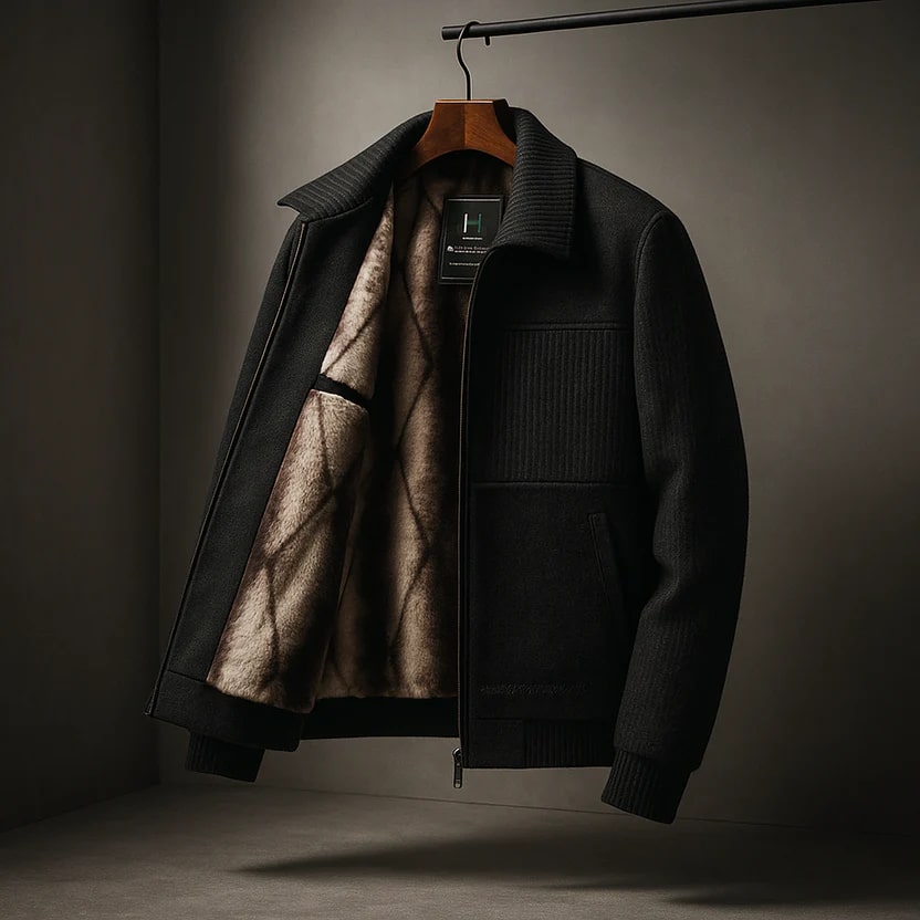 Domenico Men's Textured Weatherproof Fleece Jacket