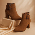 Imee Suede Ankle Boots with Buckle Detail