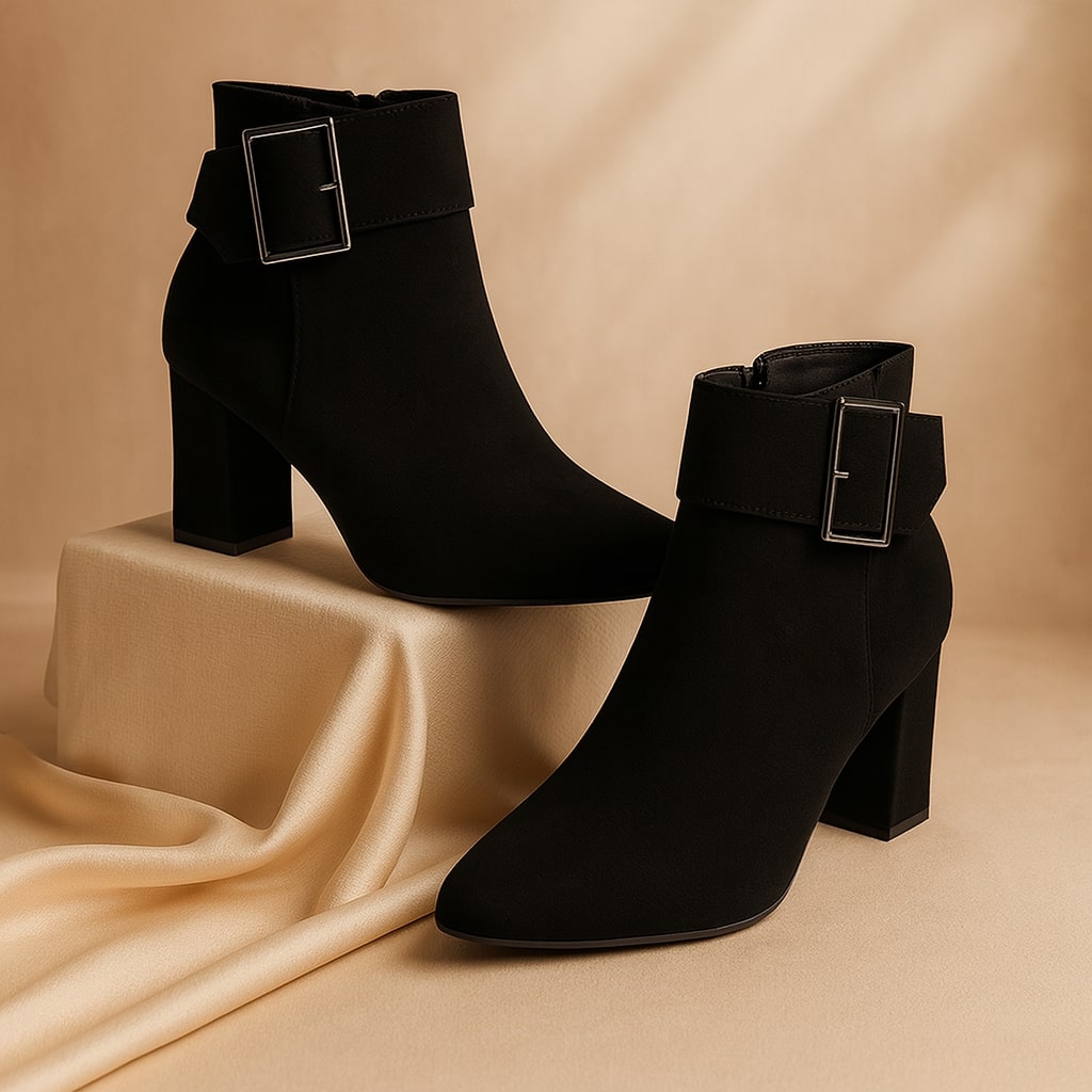 Imee Suede Ankle Boots with Buckle Detail
