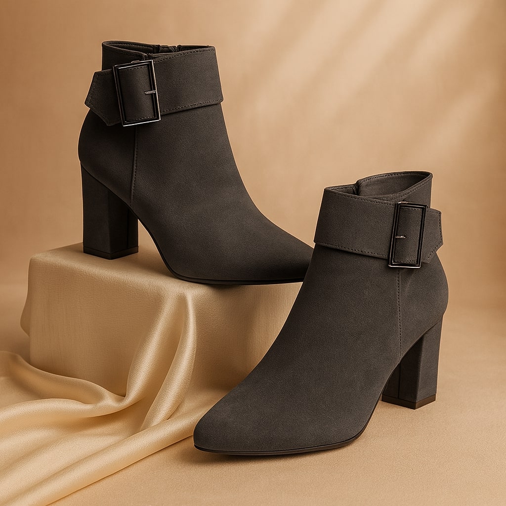 Imee Suede Ankle Boots with Buckle Detail