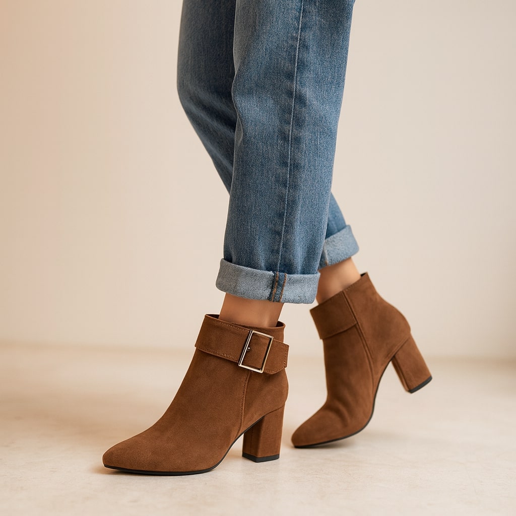 Imee Suede Ankle Boots with Buckle Detail