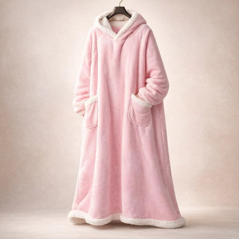 Giselle Women's Plush Hooded Robe – Full-Length Soft and Cozy Loungewear