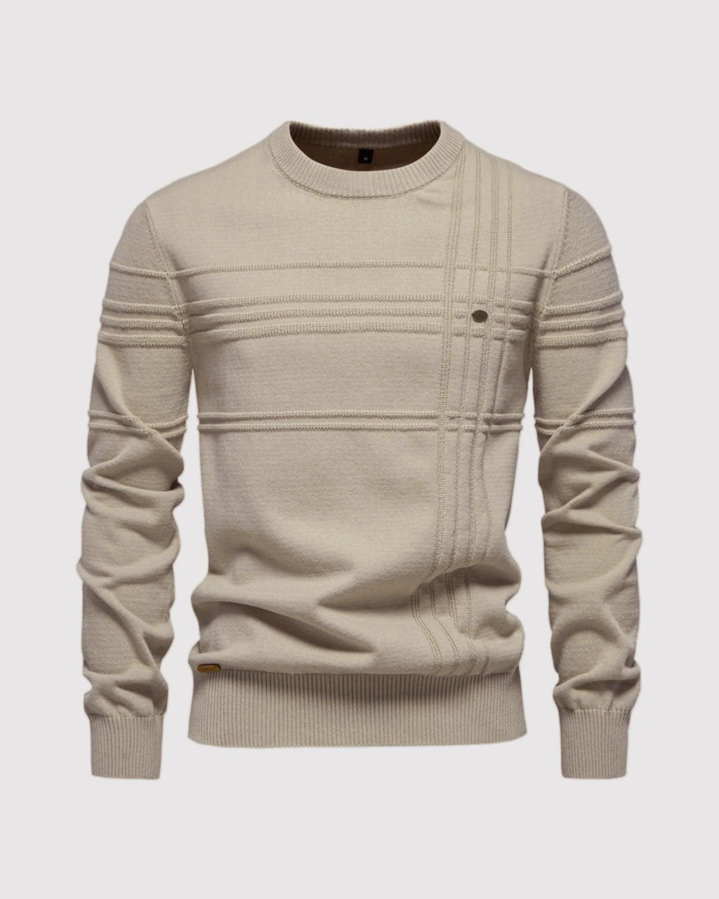 Marcus Cotton Knit Sweater – Crosshatch Crew Neck Pullover