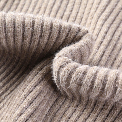 Arnelio Men's Thick Ribbed Knit Turtleneck Sweater with Structured Collar