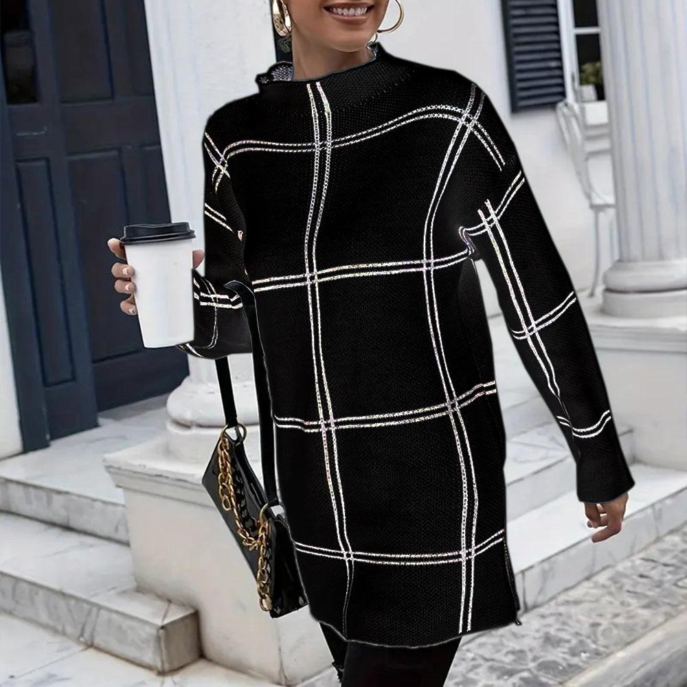 Camille Women's Long Sleeve Striped Cotton Pullover Sweater