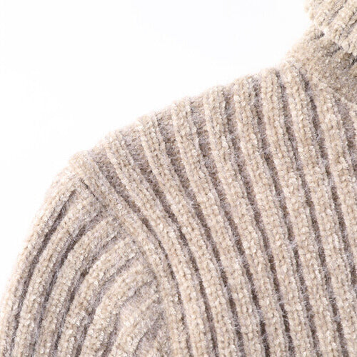 Arnelio Men's Thick Ribbed Knit Turtleneck Sweater with Structured Collar