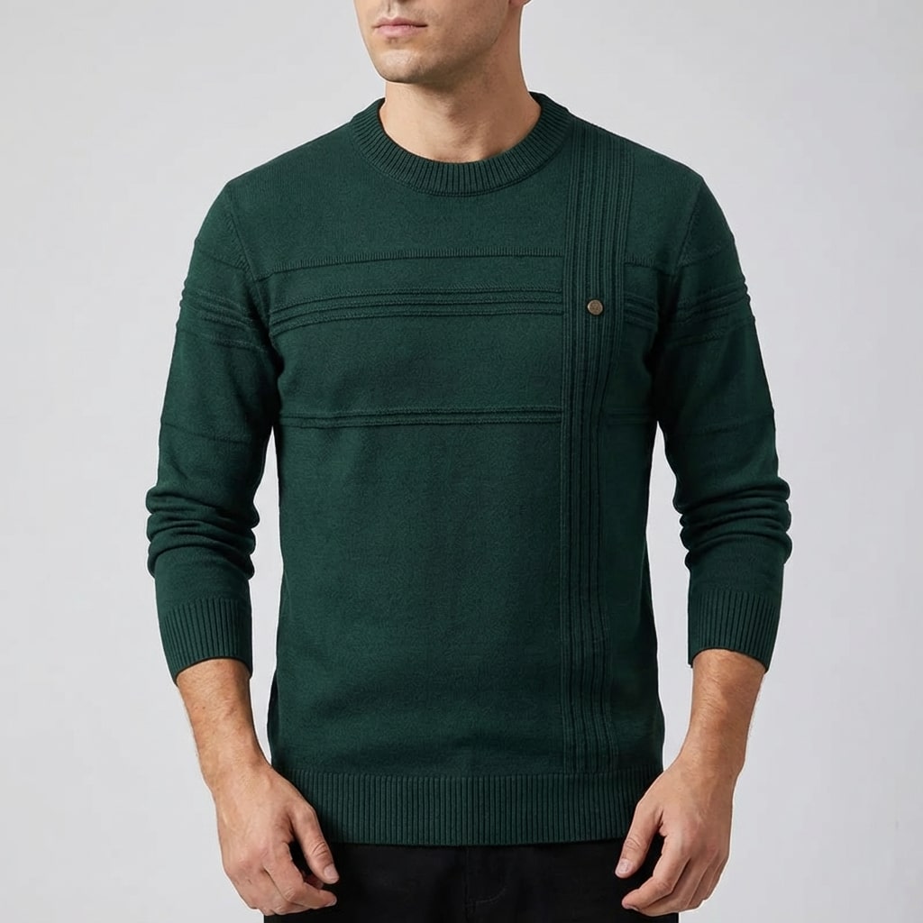 Bradford Men's Midweight Cotton Crew Neck Sweater – Tailored Fit Jumper