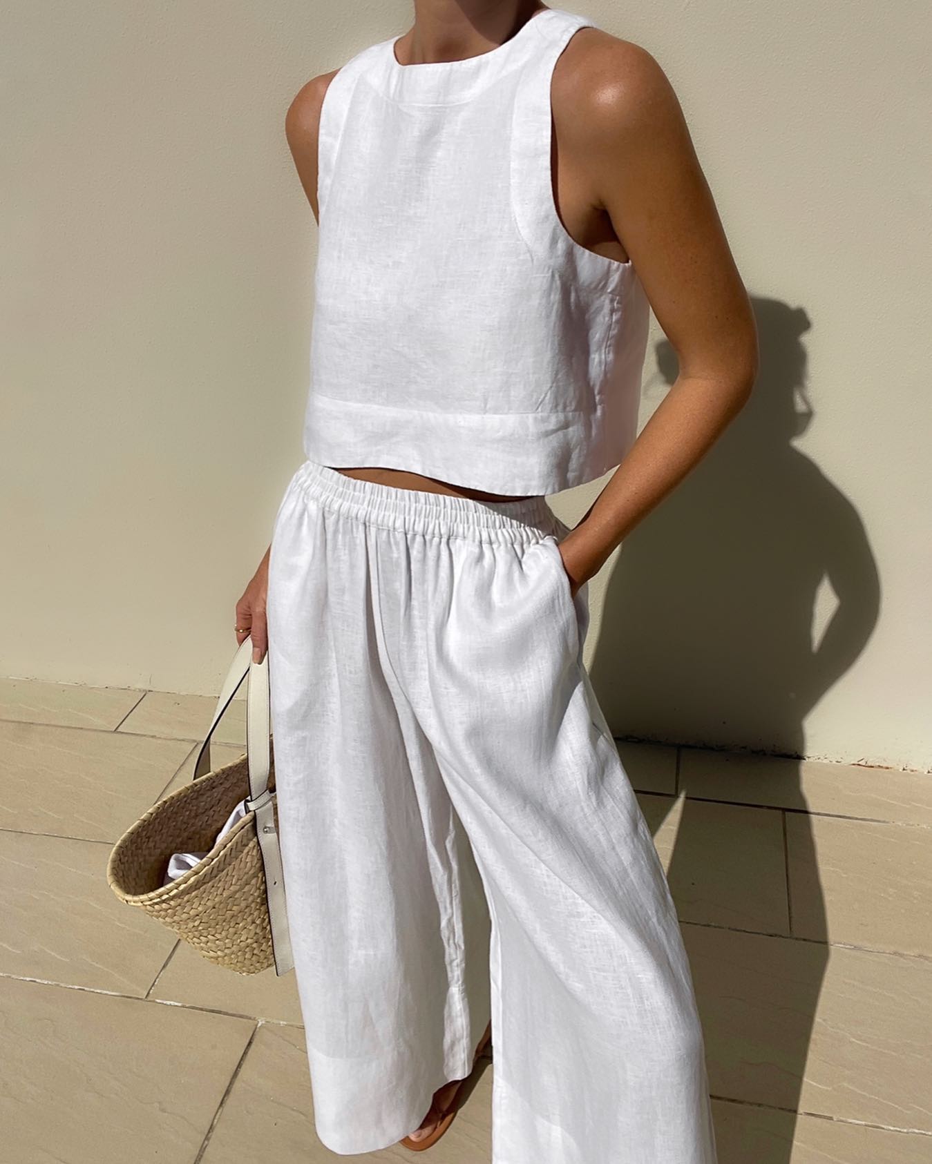 Elara Sleeveless Cotton Two-Piece Set Elegant Minimal Summer Outfit