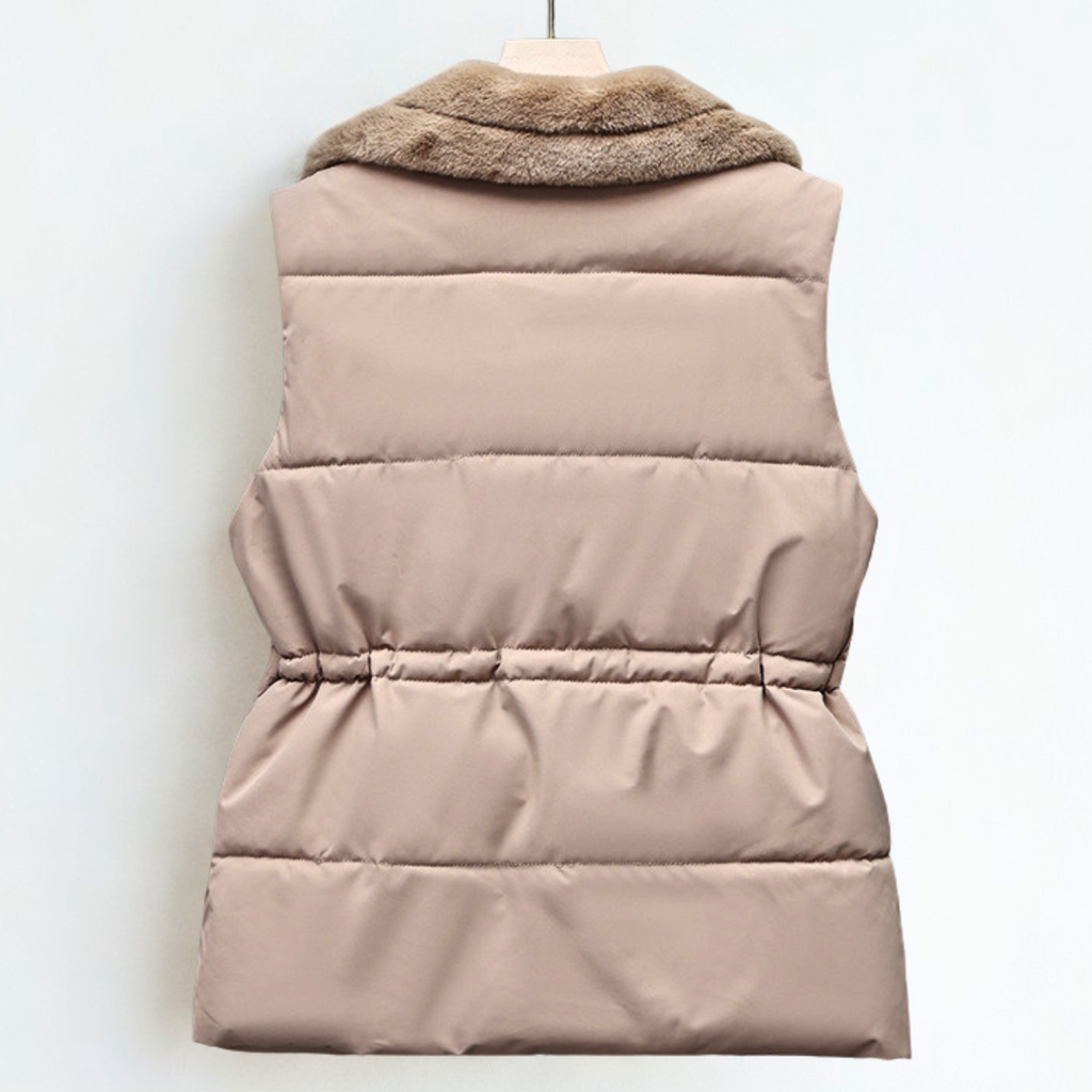 Florabell Women's Fleece Vest – Cozy Sherpa Collar & Customizable Waist