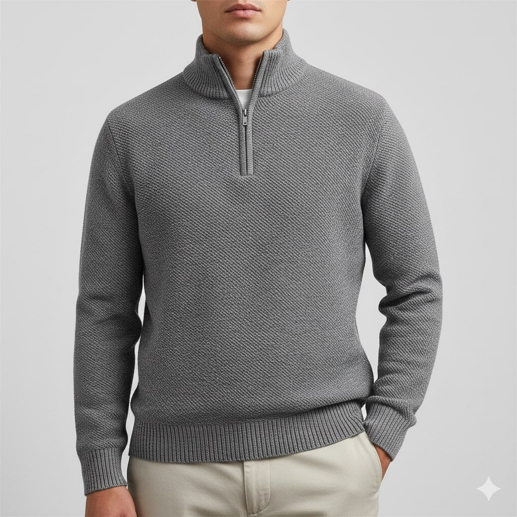 Ashton Men's Cotton Knit Quarter-Zip Pullover Sweater – Ideal for Layered Comfort
