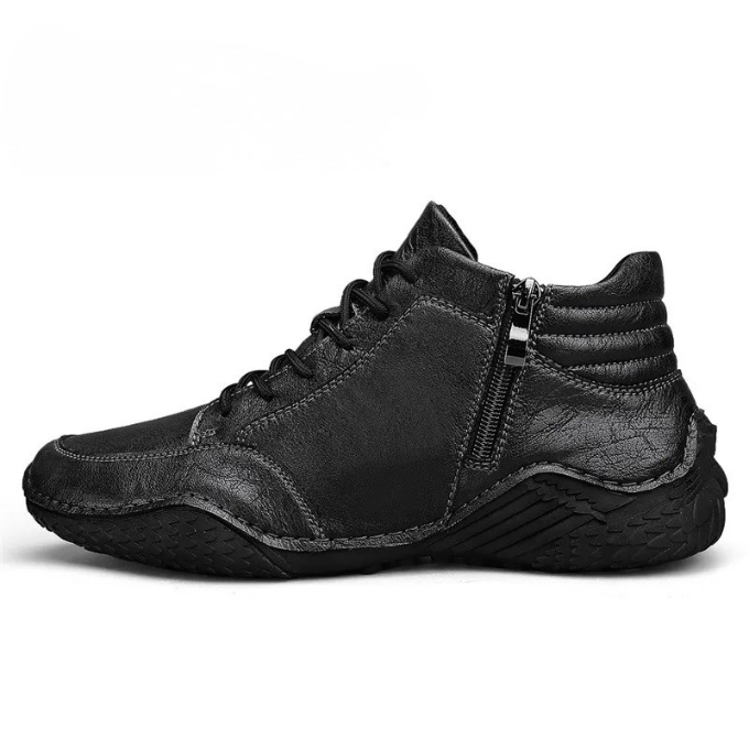 Dantelo Men's Full-Grain Leather Ankle Boots – Zip-Up Design for All-Day Comfort