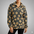 Eliza Women's Oversized Floral Fleece Half-Zip Winter Pullover
