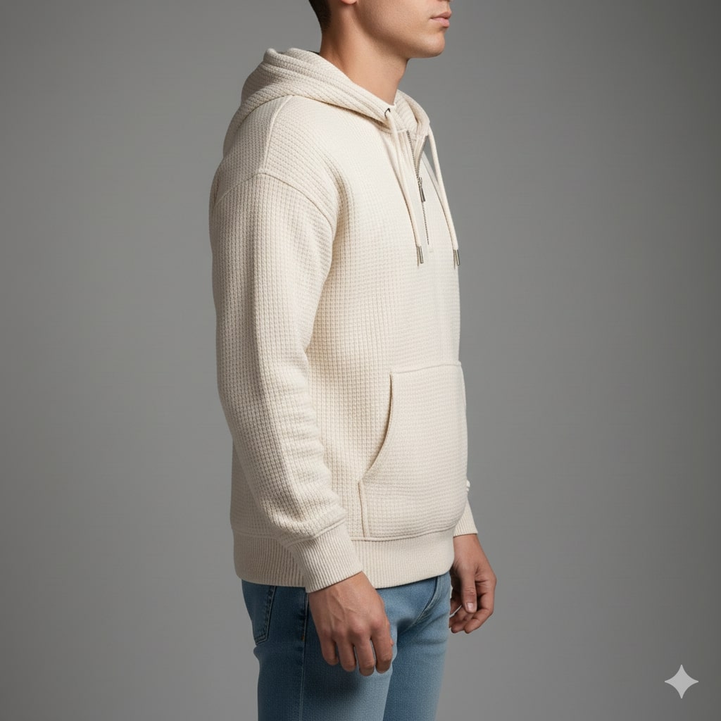 Charles Men's Waffle-Knit Half-Zip Hoodie – Soft Sweater for Casual Layering