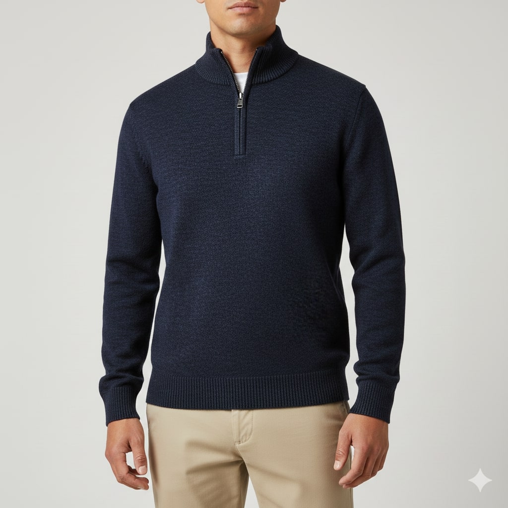 Ashton Men's Cotton Knit Quarter-Zip Pullover Sweater – Ideal for Layered Comfort