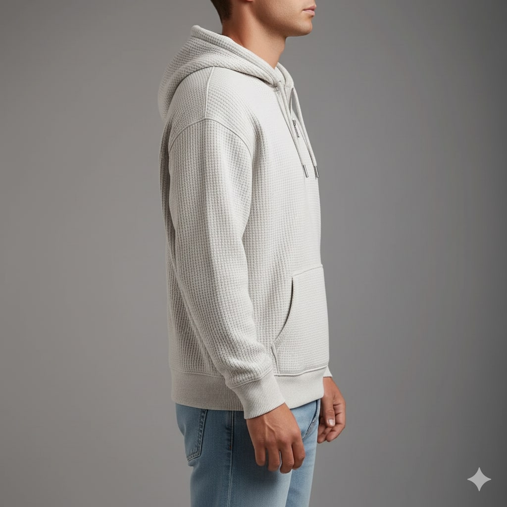 Charles Men's Waffle-Knit Half-Zip Hoodie – Soft Sweater for Casual Layering