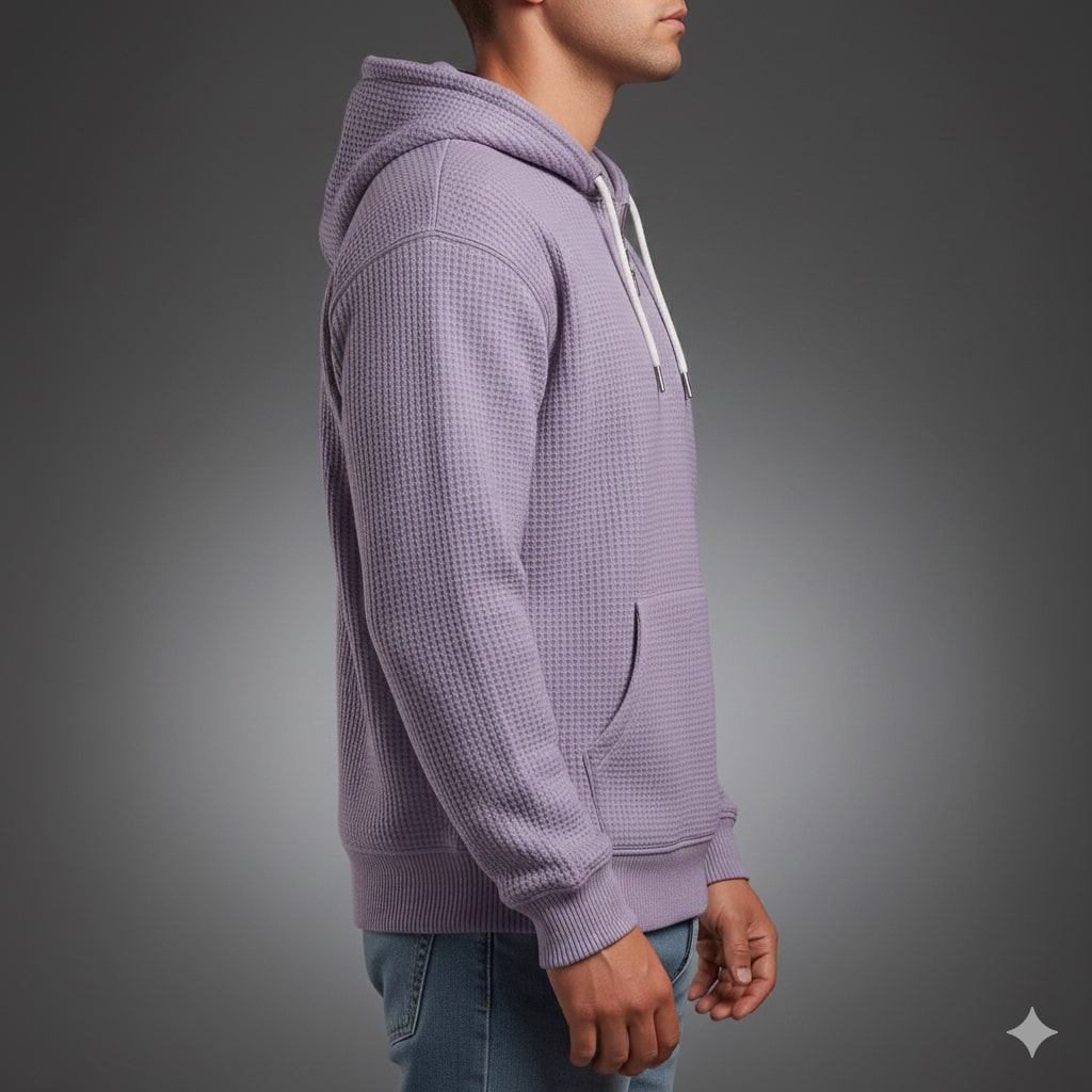 Charles Men's Waffle-Knit Half-Zip Hoodie – Soft Sweater for Casual Layering