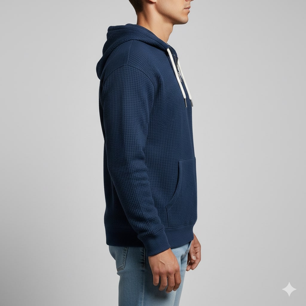 Charles Men's Waffle-Knit Half-Zip Hoodie – Soft Sweater for Casual Layering
