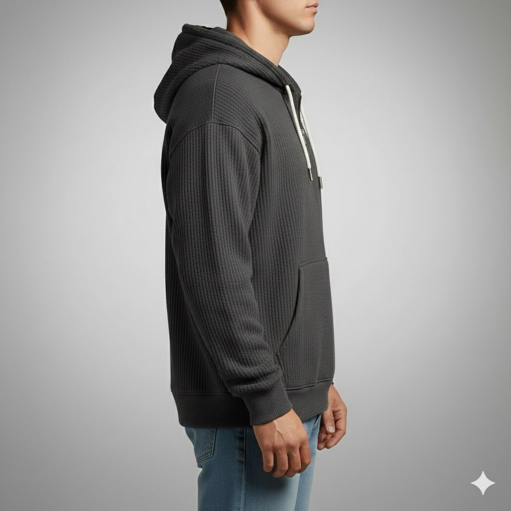 Charles Men's Waffle-Knit Half-Zip Hoodie – Soft Sweater for Casual Layering