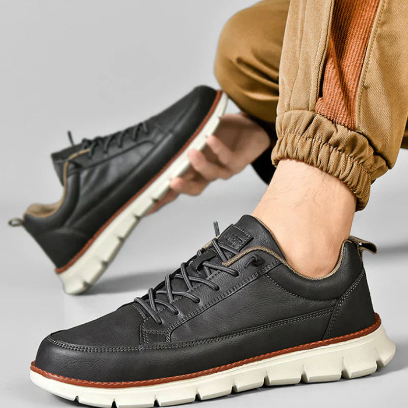 Gavin Men's Leather Sneakers – Enhanced Comfort with Cushioned Support & Flexible Sole