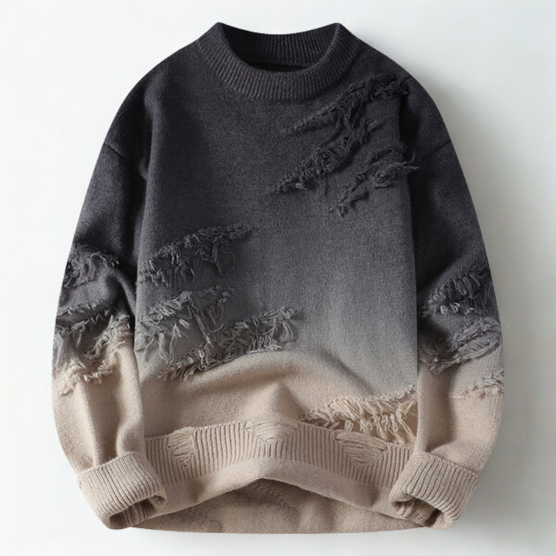 Men's Ombre Wool Sweater by Hype – Gradient Crew Neck Pullover for Fall